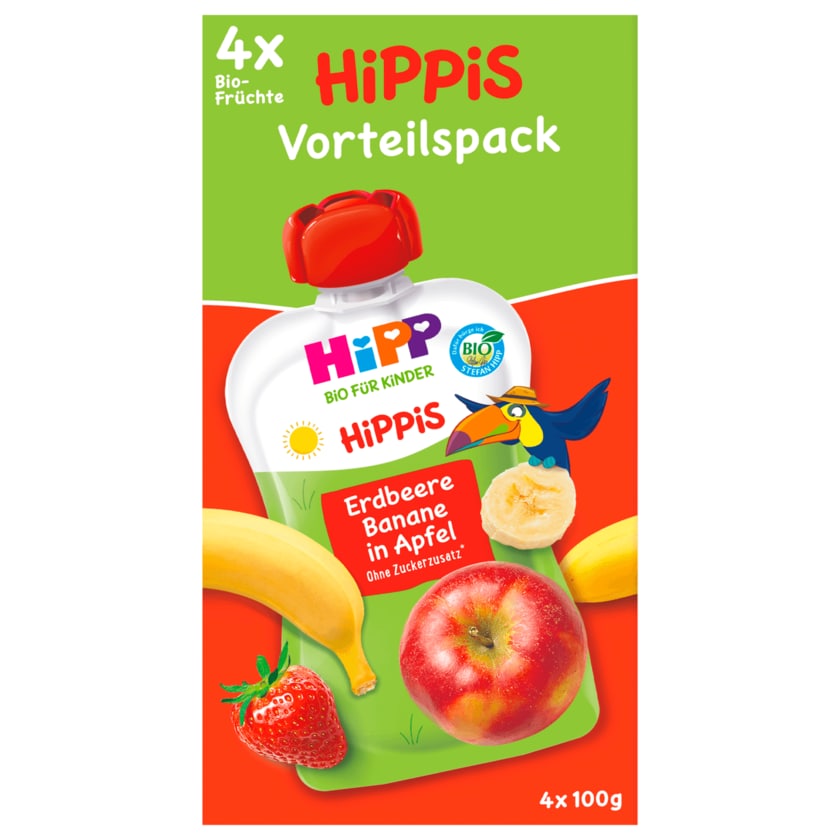 Hipp Hippis Ferdi Frosch Bio Erdbeer-Banane in Apfel 4x100g